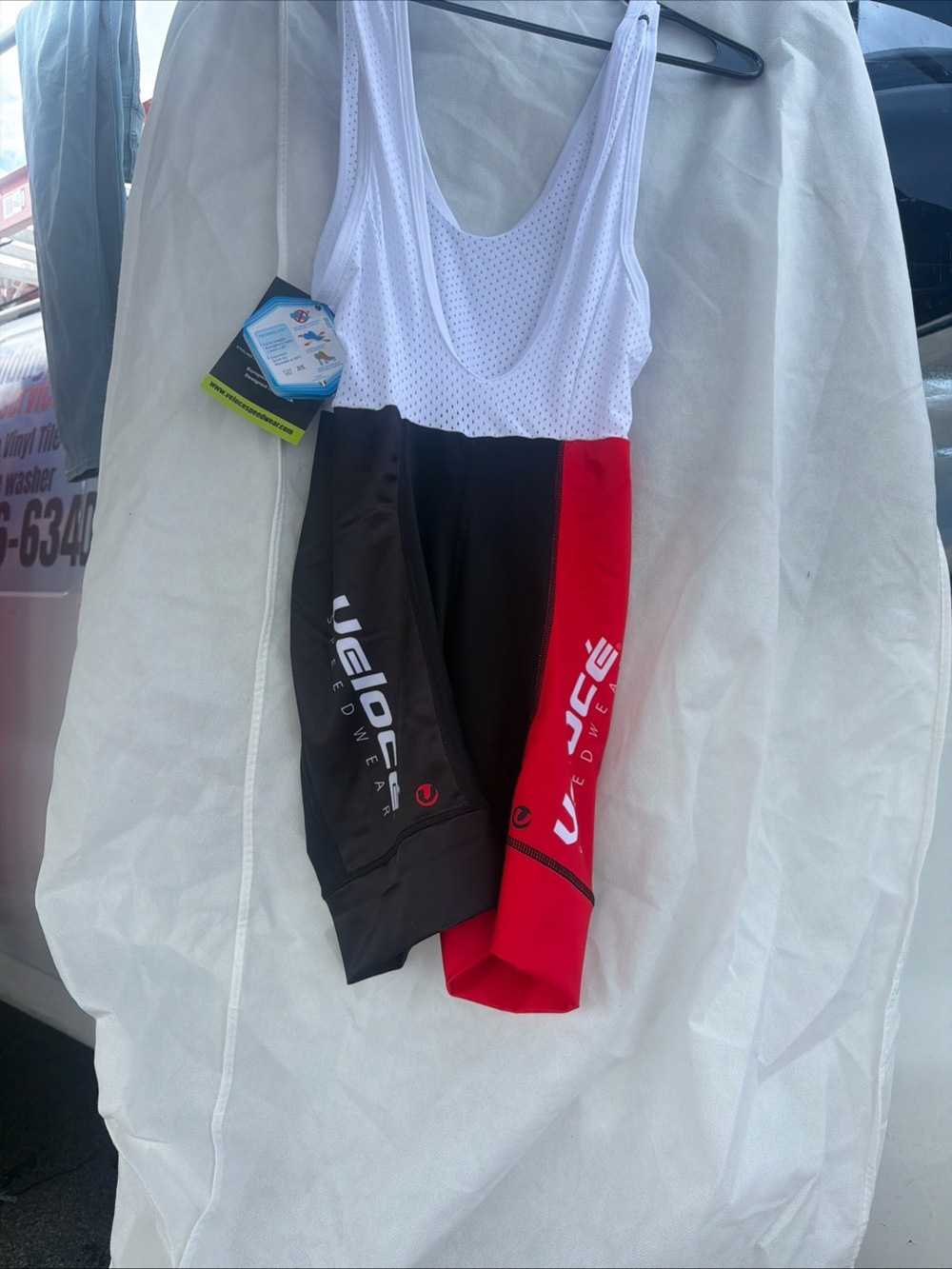 Velocity Men's Cycling Bib Shorts - White, Black, Red